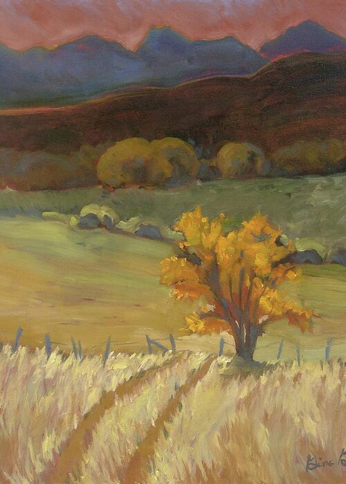 Tree Greeting Card featuring the painting Autumn's Gold by Gina Grundemann