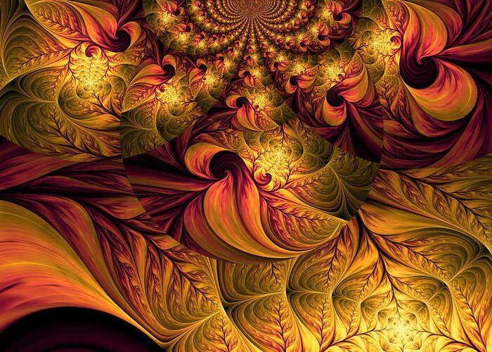Fractal Greeting Card featuring the digital art Autumns Winds by Digital Art Cafe