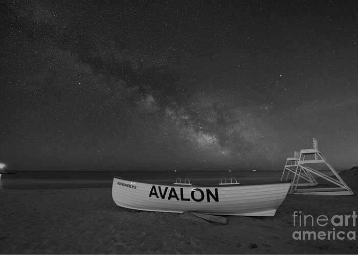 Avalon Greeting Card featuring the photograph Avalon Milky Way BW by Michael Ver Sprill