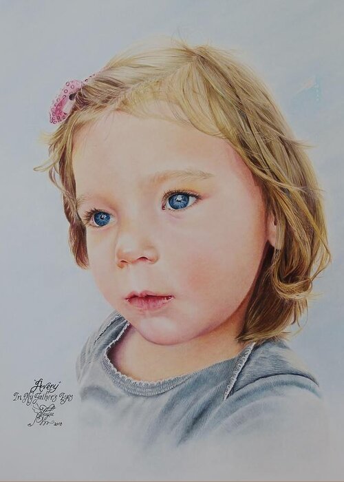 Child Greeting Card featuring the pastel Avery by Tess Lee Miller