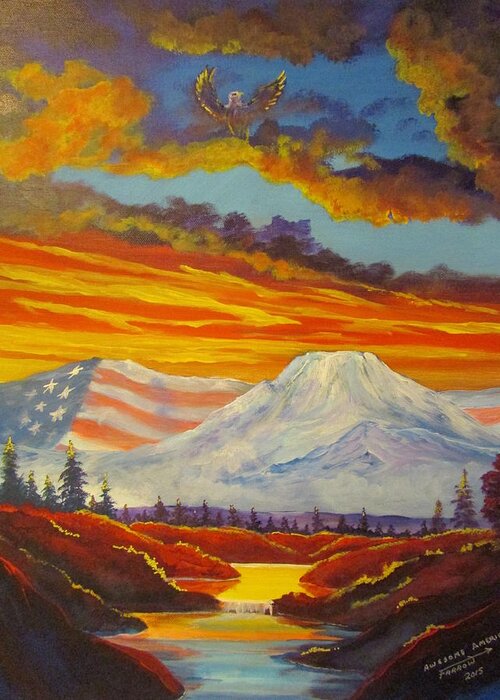  Greeting Card featuring the painting Awesome America by Dave Farrow