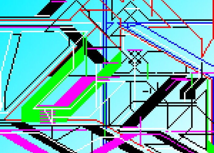 3d Abstract Animation Architecture Art Code Complex Compression Computer Cyber Digital Drawing Electro Energy Exotic Experimental Fengshui Formal Futuristic Hologram Game Geometry Glyph Fantasy Magic Sci-fi Graffiti Graphics Language Line Linux Logic Map Mass Math Matrix Goth Maze Minimal Network Organic Dark Painting Pixel Program Science Sculpture Shape Small Space Square Prison Structure Symbol Techno Time Tiny Topology Tropical Vast Web Pattern Texture Weird Drawings Greeting Card featuring the digital art Aztqbvte by Qq Qqq