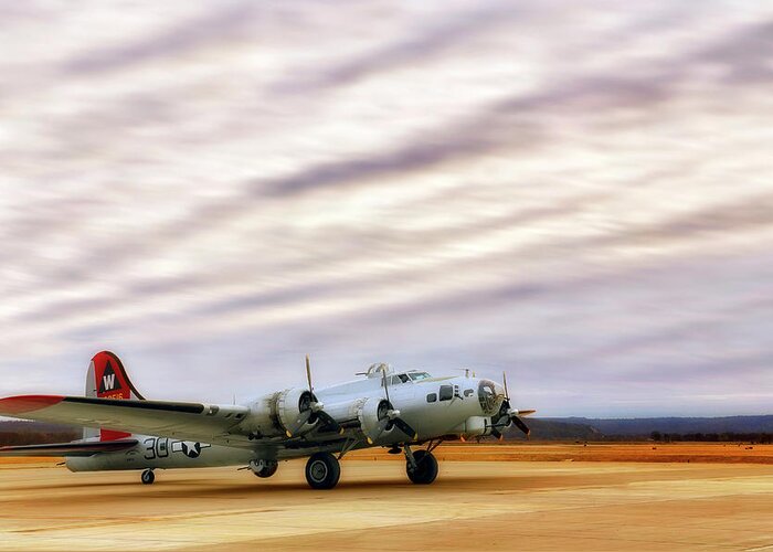 B-17 Greeting Card featuring the photograph B-17 Aluminum Overcast - Bomber - Cantrell Field by Jason Politte