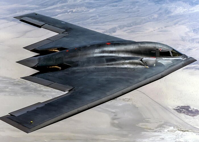B2 Spirit Greeting Card featuring the photograph B-2 Spirit - Stealth Bomber by Steve Whitham