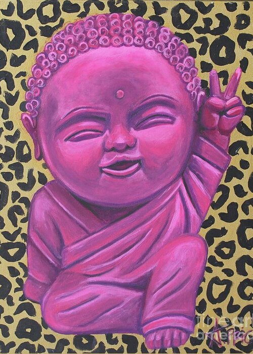 Buddha Greeting Card featuring the painting Baby Buddha 2 by Ashley Lane