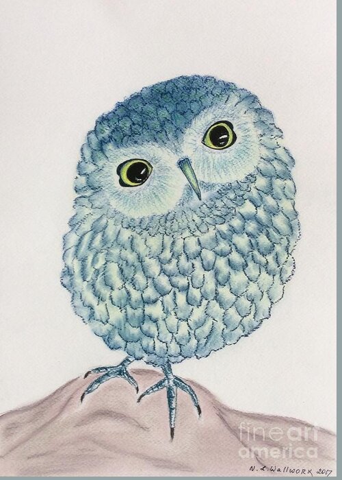 Owl Greeting Card featuring the pastel Baby owl by Natalia Wallwork
