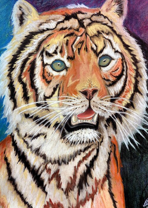 Tiger Greeting Card featuring the pastel Baby Tiger by Alban Dizdari