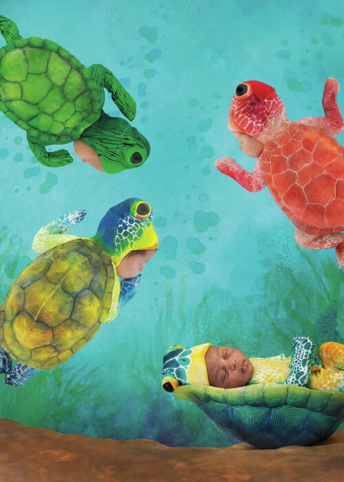 Under The Sea Greeting Card featuring the photograph Baby Turtles by Anne Geddes