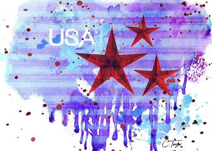 Abstract Art Greeting Card featuring the painting Back in the USA by Colleen Taylor