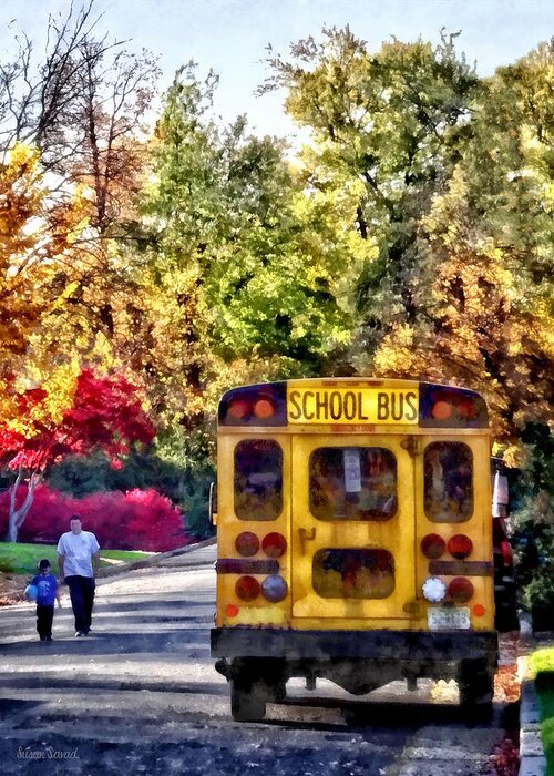 Bus Greeting Card featuring the photograph Back of School Bus by Susan Savad