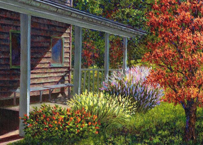 Porch Greeting Card featuring the painting Back Porch by Susan Savad