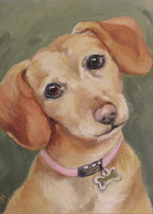 Animals Greeting Card featuring the painting Bailey - The Chiwienie by Cheryl Pass