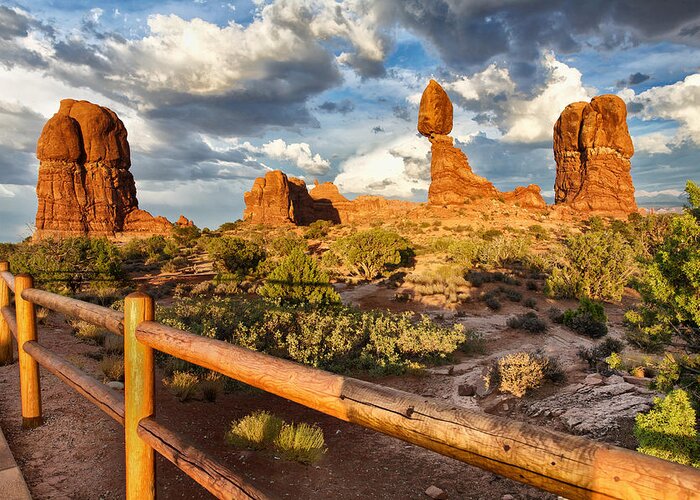 Balanced Rock Greeting Card featuring the photograph Balanced Rock, Arches National Park, UT by John Daly