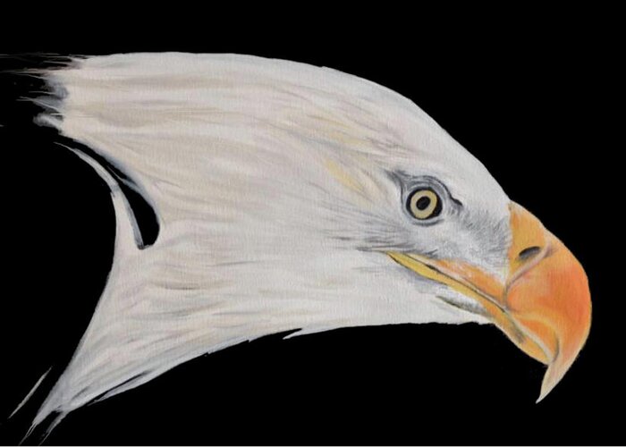 Bald Eagle Greeting Card featuring the painting Bald Eagles Head by Barbara Andrews