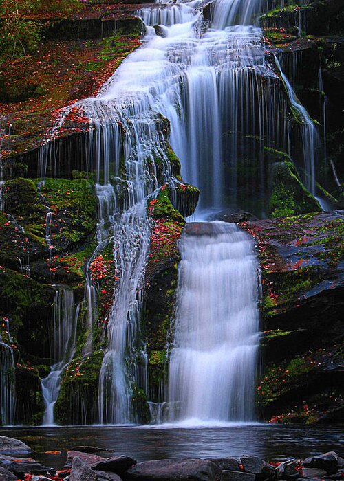 Waterfall. Americana Greeting Card featuring the photograph Bald River Falls by Elijah Knight
