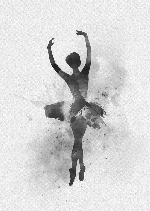 Ballerina Greeting Card featuring the mixed media Ballerina 2 Black and White by My Inspiration