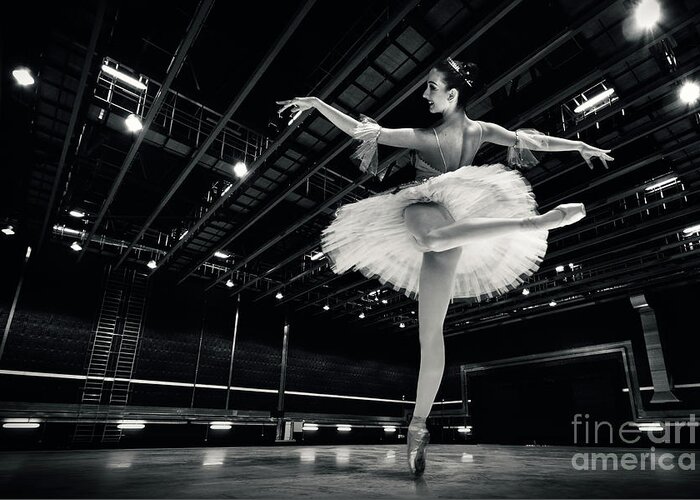 Ballet Greeting Card featuring the photograph Ballerina in the white tutu by Dimitar Hristov
