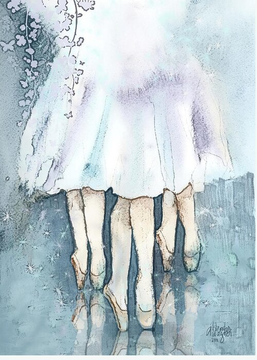 Ballerina Greeting Card featuring the mixed media Ballerinas by Arline Wagner