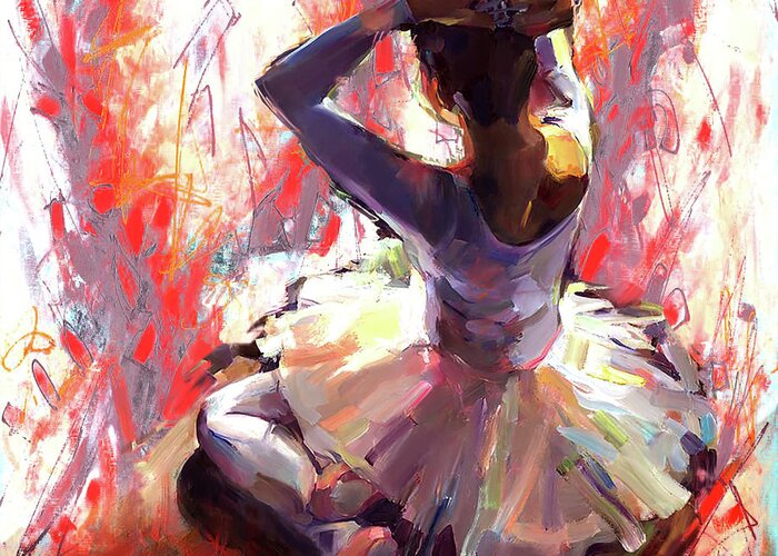 Ballet Dancer Greeting Card featuring the painting Ballet Dancer siting by Gull G