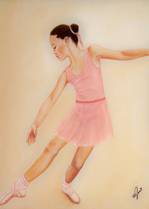 Portrait Greeting Card featuring the painting Ballet Practice by Joni McPherson