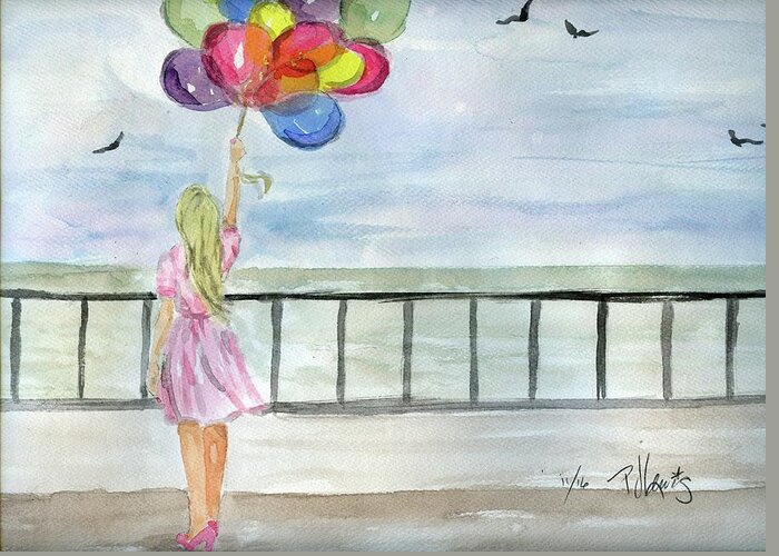 Watercolor Greeting Card featuring the painting Baloons by PJ Lewis