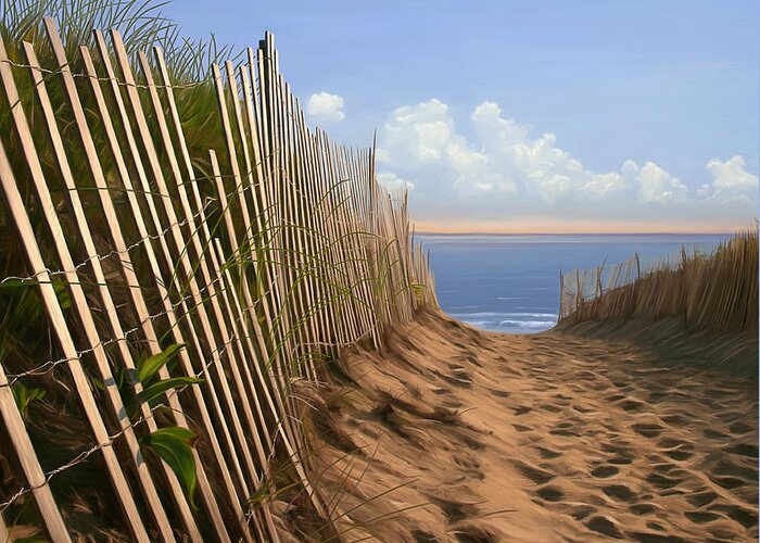 Beach Greeting Card featuring the digital art Balston Sunrise by Sue Brehant