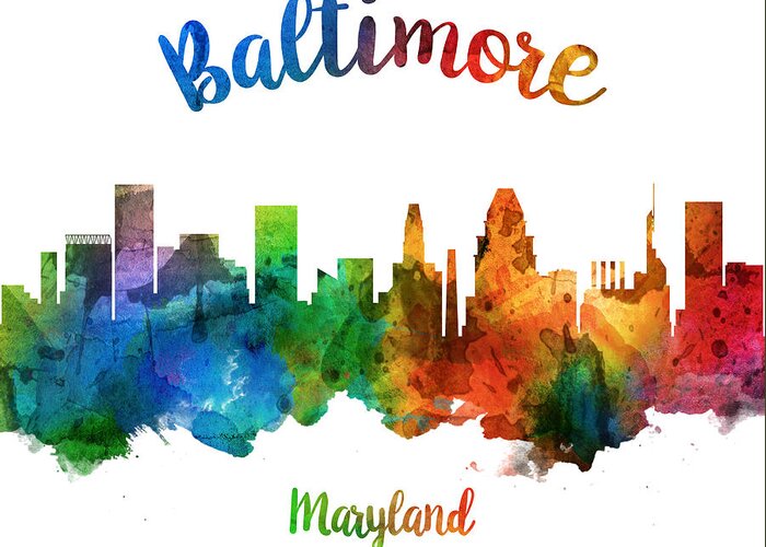 Baltimore Greeting Card featuring the painting Baltimore Maryland 25 by Aged Pixel