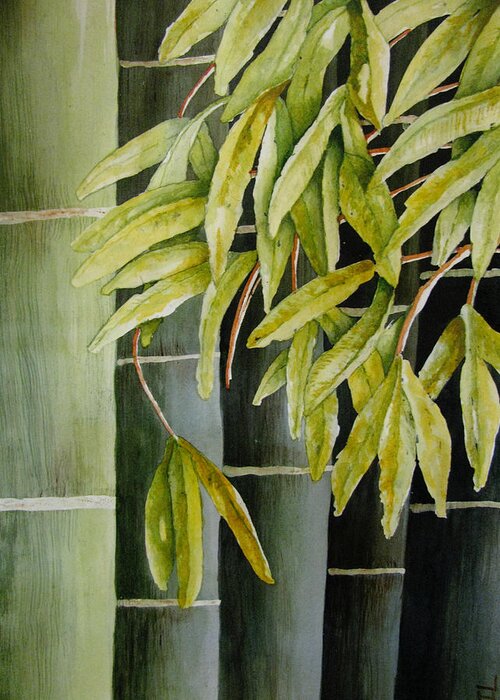 Bamboo Greeting Card featuring the painting Bamboo by April Burton