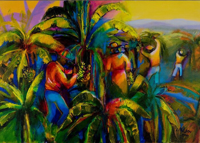 Banana Greeting Card featuring the painting Banana Plantation by Cynthia McLean