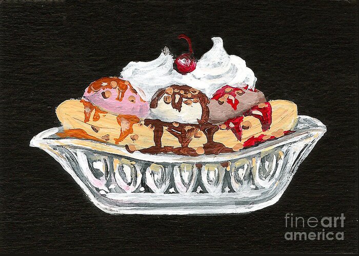 Ice Cream Greeting Card featuring the painting Banana Split by Elaine Hodges