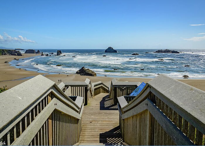 Bandon Greeting Card featuring the photograph Bandon Beach by Mike Ronnebeck