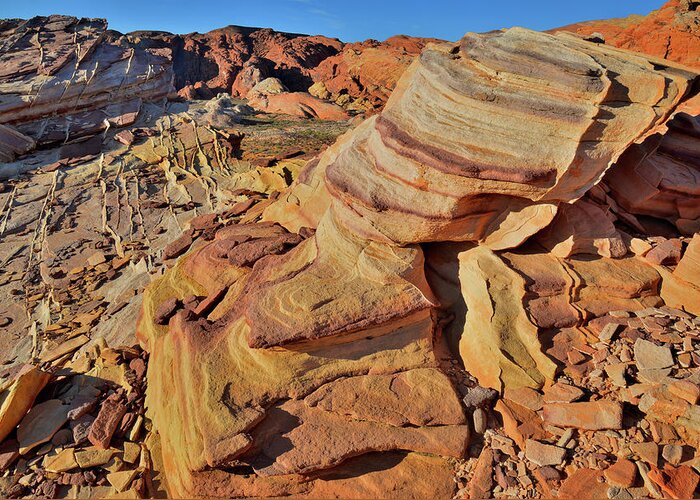 Valley Of Fire State Park Greeting Card featuring the photograph Bands of Colorful Sandstone in Valley of Fire by Ray Mathis