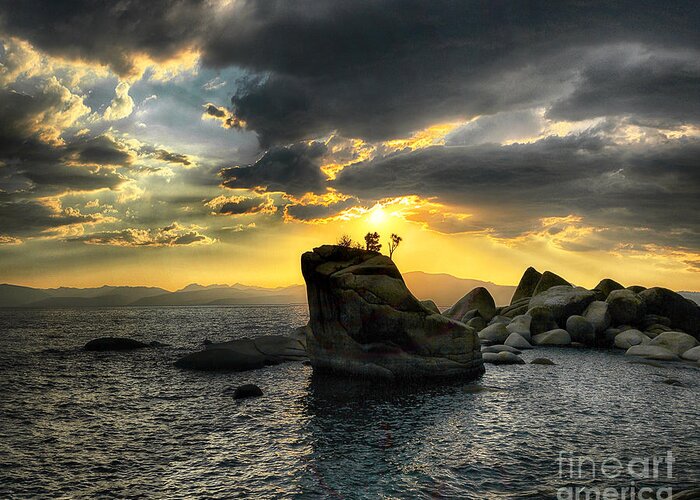 Rock Greeting Card featuring the photograph Bonsai Rock, Lake Tahoe, Nevada by Don Schimmel