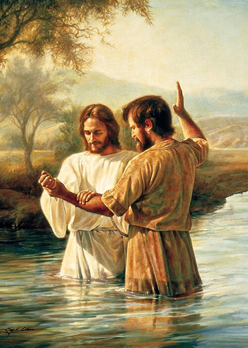 Jesus Greeting Card featuring the painting Baptism of Christ by Greg Olsen