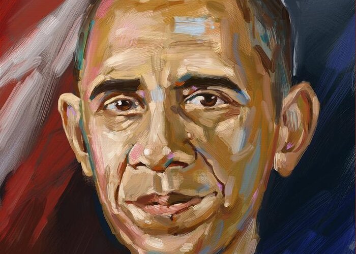 Obama Greeting Card featuring the painting Barack by Arie Van der Wijst