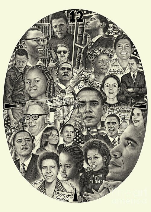 Barackobamaart Greeting Card featuring the drawing Barack Obama- Time For Change by Omoro Rahim