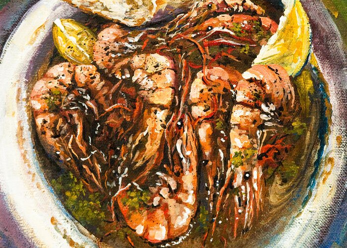 New Orleans Barbequed Shrimp Greeting Card featuring the painting Barbequed Shrimp by Dianne Parks