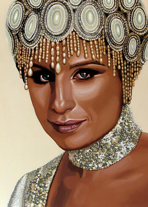 Barbra Streisand Greeting Card featuring the painting Barbra Streisand 2 by Paul Meijering