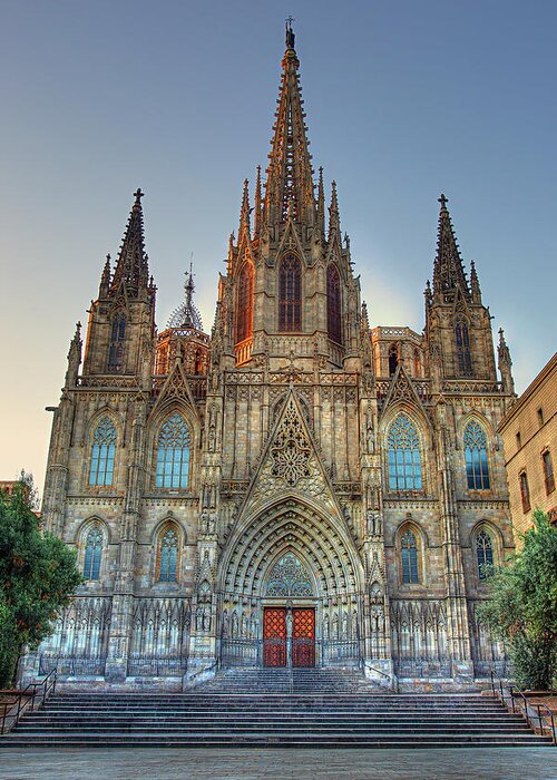 Barcelona Greeting Card featuring the photograph Barcelona Cathedral by Peter Kennett