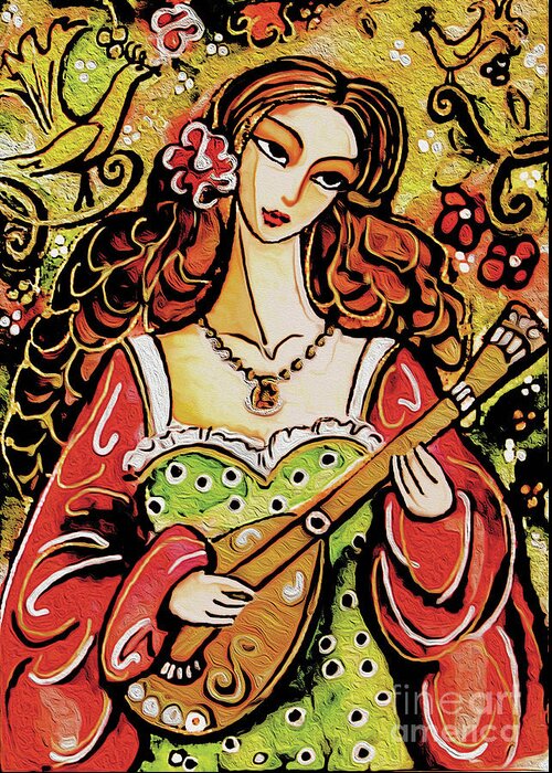 Bard Woman Greeting Card featuring the painting Bard Lady I by Eva Campbell