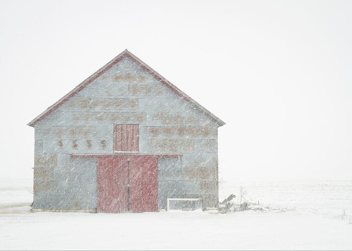 Barn Greeting Card featuring the photograph Barn in Snow - 5482 by Jon Friesen