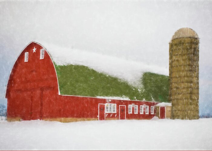 Barn Greeting Card featuring the photograph Barn in Winter by John Roach