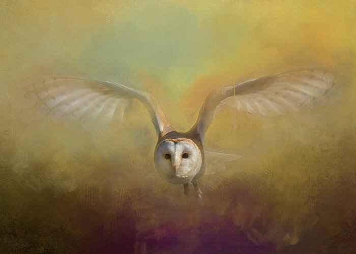 Owl Greeting Card featuring the digital art Barn Owl by Jim Hatch