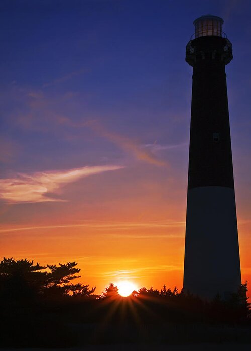 Barnegat Light Greeting Card featuring the photograph Barnegat Lighthouse Sunset by Susan Candelario