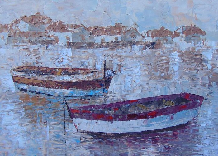 Boat Greeting Card featuring the painting Barques de Provence by Frederic Payet