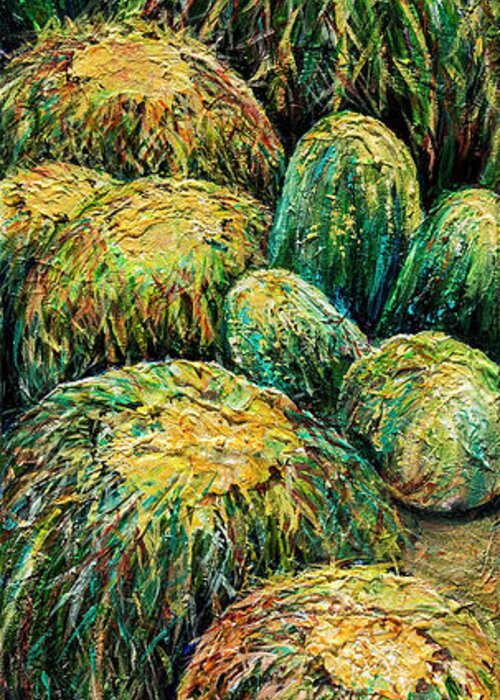 Cactus Greeting Card featuring the painting Barrel Cactus #2 by Sally Quillin