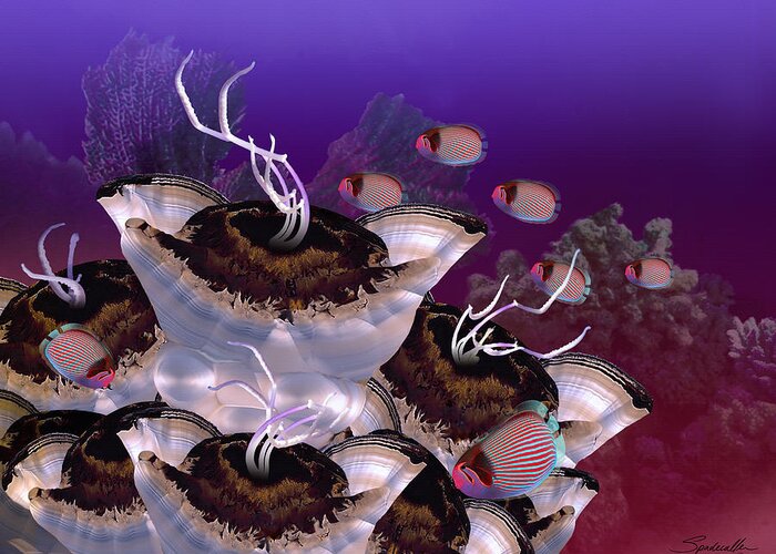 Reef Greeting Card featuring the digital art The Jeuter Barrier Reef by M Spadecaller