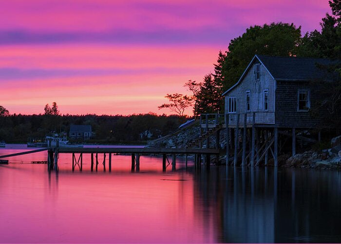 Bass Harbor Greeting Card featuring the photograph Bass Harbor Sunset by Holly Ross