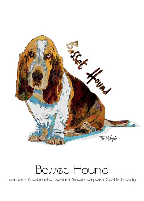 Basset Hound Greeting Card featuring the digital art Basset Hound Pop Art by Tim Wemple