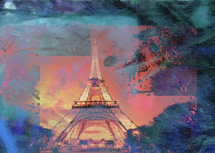 Paris Greeting Card featuring the mixed media Bastille Day 5 by Priscilla Huber